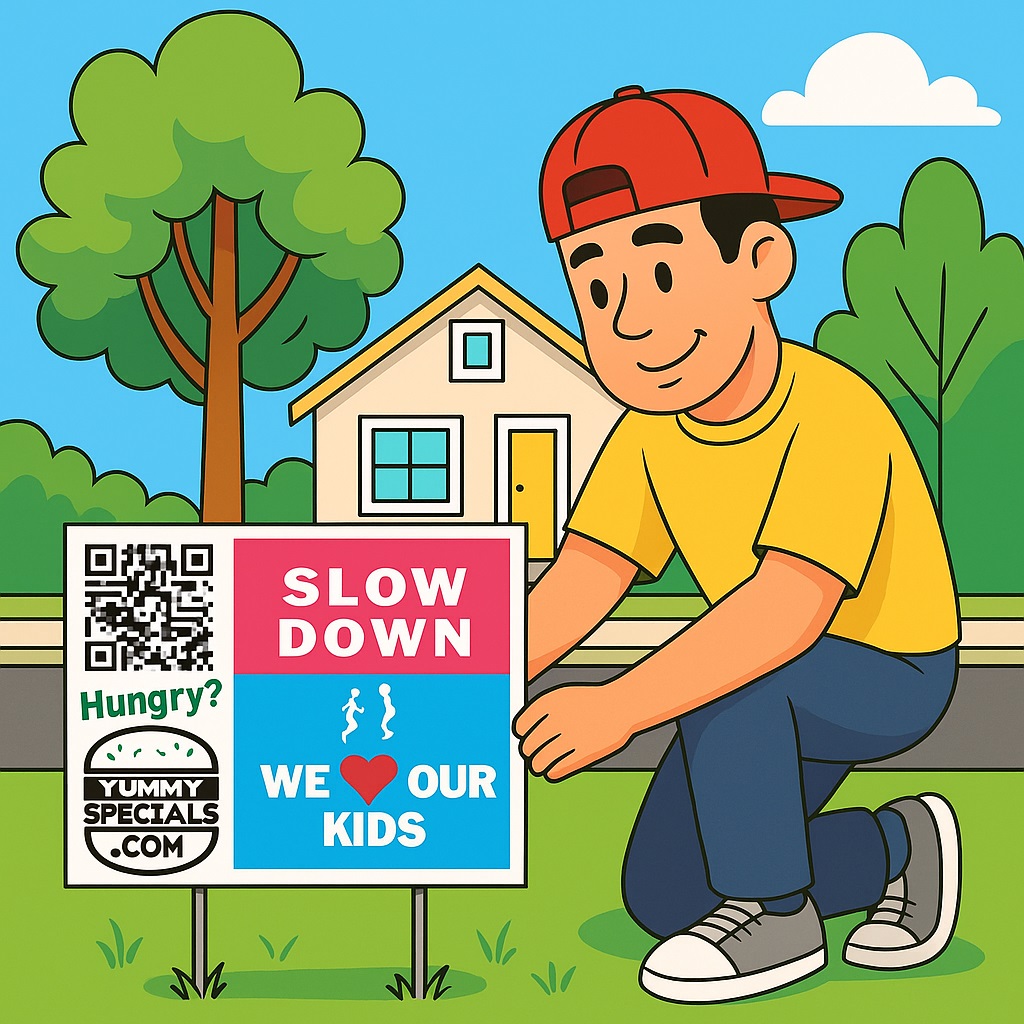 YummySpecials Free Lawn Sign - Slow Down We Love Our Kids